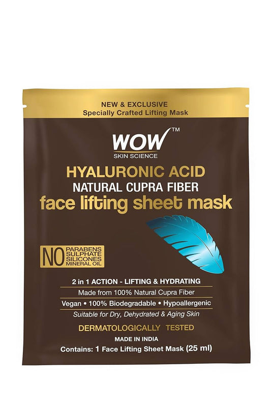 WOW Skin Science Hyaluronic Acid Natural Cupra Fiber Face Listing Sheet Mask (25ml)