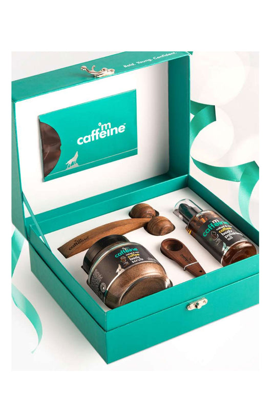 MCaffeine De-Stress Gift Kit with Relaxing Wooden Massager for all ages