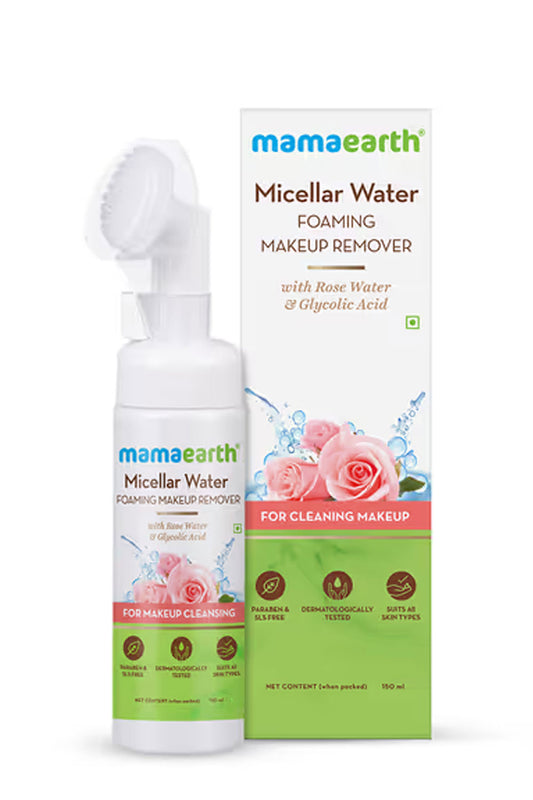 Mamaearth Micellar Water Foaming Makeup Remover with Rose Water & Glycolic Acid